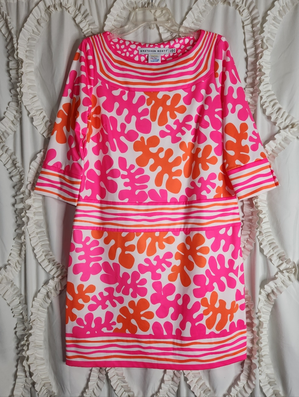 Gretchen Scott Designs Pink Orange Mod Dress Sz Large